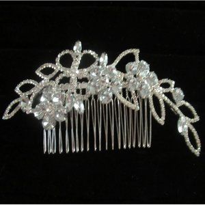 Floral leaf 5.25" diamante comb tiara